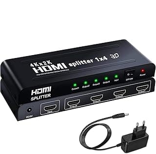موزع HDMI بدقة 4K، مدخل واحد و4 مخارج - لعرض الشاشة على 4 شاشات في نفس الوقت، يدعم UHD, HDCP1.4, 3D, 1080P Full HD - متوافق مع X-Box، شاشات HDTV، وأجهزة العرض