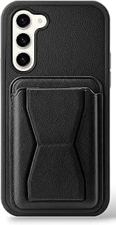 Leather Case Compatible for Samsung Galaxy S25 Fe Shockproof Leather Back Card Storage & case built-in Stand PU leather for a stylish look, comfortable grip (Black)