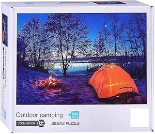 Outdoor Camping Puzzle, 1000 Pieces, 70cm x 50cm, 14+ Years, Lakeside Tent and Campfire Theme