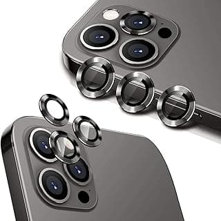 واقي عدسة كاميرا لهاتف ابل iPhone 12 | Pro | Max، زجاج مقوى عالي الدقة مع إطار معدني من الألومنيوم (مقاس 6.1/6.7 بوصة، لون أسود)