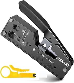 اكسيكارت طقم أداة كبس كابلات RJ45 | أداة كبس كابلات إيثرنت Cat7 Cat6a Cat6 Cat5e مع مقشر وقاطع أسلاك | أداة كبس كابلات الشبكة للتركيب والإصلاح