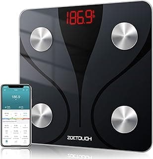 Bluetooth Body Fat Scale, Smart Wireless Digital BMI Bathroom Weight Scales, 14 Body Composition Measurements, Accurate Weighing Machine, Works with iOS & Android Devices, 400 lbs, Black