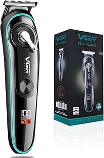 ماكينة حلاقة احترافية V-075 اصدار محدود مع شاشة LED و4 امشاط توجيه للرجال من في جي ار (3،6،9،12 ملم، اللون - اسود) ضمان لمدة عام