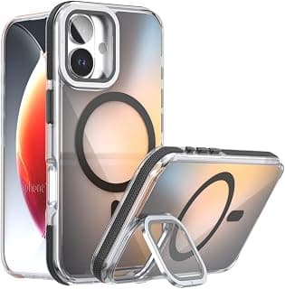 Stylish Case for (Compatible with iPhone 17), Magnetic Gradient Color Phone Case Metal Lens Frame Slim Wireless Charging Cover (Black)