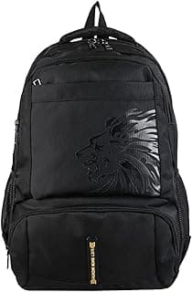 Stylish Black Backpack with Lion Print – Large Capacity, Durable & Perfect for Travel, Work, and School - 506 - Black