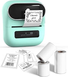 M220-GN-M2-3SET Label Printer, Bluetooth Barcode Label Maker, 20-75 mm, Black & White, Supports Phones & PC, Home, Retail, Office, Small Business, Green