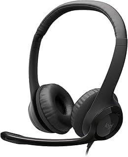 سماعات رأس USB للكمبيوتر من لوجيتك H390 - اسود، سلكي