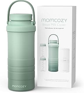 Momcozy Portable Breastmilk Cooler for Outdoors (22oz), 360° Total Cooling for 24 Hours, Large Travel Breast Milk Cooler with 2 Baby Bottles for Storing Breast Milk, Breastfeeding Supplies