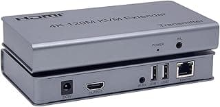موسع KVM اتش دي ام اي 4K 120 متر عبر كابل RJ45 ايثرنت Cat5e Cat6، محول TX RX يدعم توصيل ماوس وكيبورد USB وشاشة لمس
