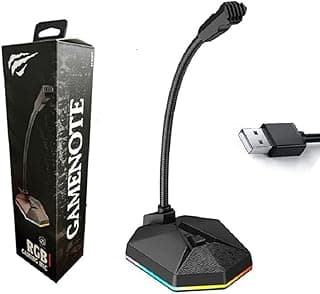 ميكروفون العاب GK57 بالوان RGB مع ميكروفون متعدد الاتجاهات من هافيت - لون اسود، USB