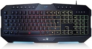 Genius Scorpion K20 RGB Gaming Keyboard - Customizable Backlit Keys, Multimedia Controls, Spill-Resistant Design