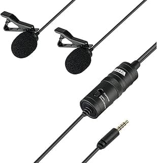 ميكروفون bym1dm 2×1 ثنائي الاتجاه متعدد الاتجاهات يحتوي على صوت واضح وعالي الجودة وعملي للعديد من الأجهزة من بويا، لون أسود