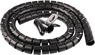 10FT Cable Management Sleeve Cord Bundler 0.8" Diameter w/Zip Clip Cable Zipper Wire Wrap Cord Organizer Cable Tube Hider Flexible & Expandable Home & Office Wire Concealer for PC TV Computer Cinema