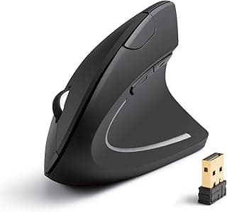 ماوس ضوئي لاسلكي عمودي مريح 2.4 جيجابايت لأنظمة ويندوز وماك او اس، يعمل بمنفذ USB، مع 800/1200/1600 نقطة لكل بوصة، 5 أزرار من انكر®