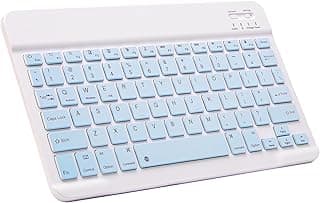 Ultra-Slim Bluetooth Keyboard Portable Mini Wireless Keyboard Rechargeable for Apple iPad iPhone Samsung Tablet Phone Smartphone iPadOS iOS Android (10 inch Blue)-
