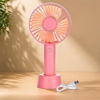 One94Store Mini Portable USB Hand Fan, Usb Fan Portable High Speed Built-in Rechargeable Battery Operated Summer Cooling Table Fan with Stand For Home Office Indoor Outdoor Travel (Pink Color)