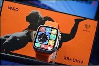ساعة ذكية X8+ Ultra - شاشة 2.08 بوصة HD بدون حواف، مكالمات بلوتوث، NFC، شحن لاسلكي، تتبع الصحة واللياقة البدنية، تصميم سلسلة 8 الترا مع حزام (برتقالي)