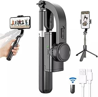 Gimbal Stabilizer for Smartphone,Selfie Stick Tripod with Remote Control Auto Balance 360° Rotation 1-Axis Phone Gimbal for Group Selfies Live Streaming Video Recording