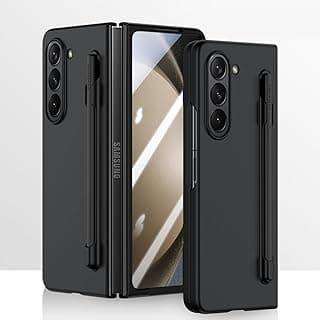 Compatible with Samsung Galaxy Z Fold 6-5G Mobile Phone Cover(Black) Case S Pen Slot Ultra Thin Matte TPU Bumper Shockproof 360° Protection Case+3D Tempered Glass Screen Protector-2024