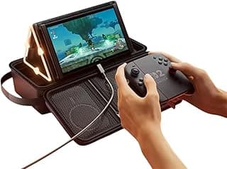 شنطة سفر كبيرة ايكو لجهاز نينتندو سويتش 2 (2025)، شنطة تخزين مع حامل، الجيل الثاني، متعددة الوظائف، سعة كبيرة، يمكن حملها باليد، حماية فعالة مع 12 مكان لبطاقات الالعاب، (اسود)