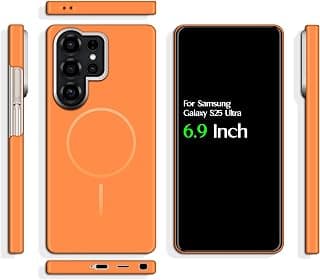 For Samsung Galaxy S25 Ultra PC Hard Slim Fit Back Cover, Supports Wireless Charging and Camera Hard Frame Protector Compatible With Samsung Galaxy S25 Ultra (6.9") (Matte Orange)