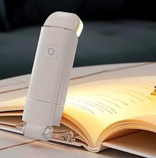 مصباح قراءة كتب قابل لإعادة الشحن عبر USB، 3 مستويات سطوع مع 3 ألوان إضاءة LED، مصباح قراءة بمشبك للسرير والمكتب، مريح للعين للأطفال والكبار (أبيض)