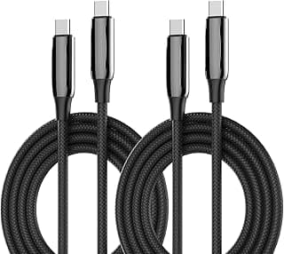 كابل شحن سريع مضفر بقدرة 240 وات بمنفذ USB نوع C إلى USB نوع C للشحن السريع PD3.1 QC4.0 لموبايل سامسونج جالاكسي S25 الترا/S24/S23/فولد 6/تاب S9 برو/ماك بوك/آبل آيفون/آي باد/هواوي، عبوة قطعتين (2 متر)