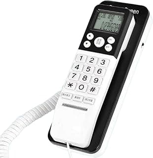 ELADLTEC 108BE Wired Desk Phone with LCD Display, Caller ID & Speakerphone – Perfect for Office and Home Use, black-white