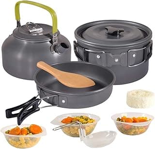 Camping Cookware Set Cooking Mess Kit Nonstick, Lightweight Pots, Pans With Mesh Set Bag for Backpacking, Hiking, Picnic,Outdoor