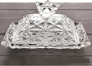 Generic Crystal Glass Butter Dish with Lid, Clear, Multi-Purpose Server for Cheese, Nuts, and Snacks, .db