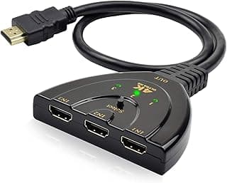 محول HDMI 3 في 1، محول مقسم HDMI 4K، كابل عالي السرعة 3 منافذ HDMI، مقسم موسع HDMI متعدد مطلي يدعم 4K 1080p ثلاثي الأبعاد للتلفزيون واكس بوكس وبلاي ستيشن 3/4/5 واللاب توب وبلو راي وHDTV