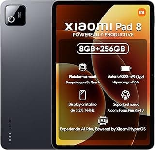 شاومي باد 8 8GB+256GB رمادي 11.2 انش 3.2K 144Hz شاشة عالية الوضوح 800nits سناب دراجون 8s الجيل الرابع مع شاومي HyperOS 3 AI وظيفة جوجل جيميناي كواد مكبر صوت دولبي فيجن بطارية 9200mAh 45 واط سريع