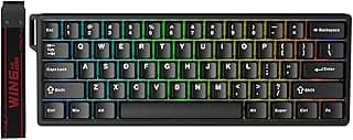 اولا كيبورد العاب مغناطيسي بنظام تشغيل ويندوز 60 هي، رمادي وود سويتش 8000 هرتز RGB TKL هوت سواب، اسود