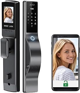 Smart Lock with Facial Recognition, Fingerprint and Keypad Entry, Digital Door Lock with Display Screen