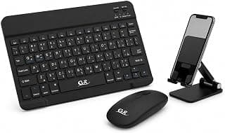 3-in-1 Combo Wireless Bluetooth Keyboard and Mouse with Desktop Mobile Stand - 10m Wireless Transmission Range, Long Battery Life, Model GR030
