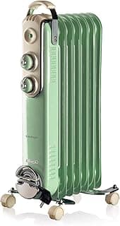 837, Vintage Oil Cooler, 7 Heating Elements, 3 Power Levels, Easy Carry Handle, Max 1500 Watt, Green"Min 1 year manufacturer warranty"