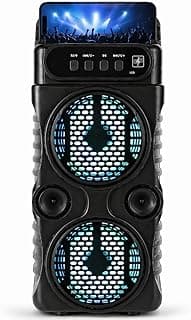 Portable Bluetooth Speaker, 2 Sound Units, 3 Inch LED Light, Support USB, TF Card, AUX, Microphone Input, Top Phone Holder