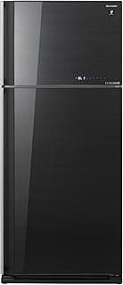 SJ-GV58A(BK) Refrigerator Inverter with 2 Glass Black Door and Plasma Cluster - 450 Liters