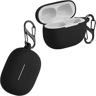 Silicone Cover Compatible with Xiaomi Redmi Buds 4 Pro - Case Cover Stick-On Skin with Clip - Black