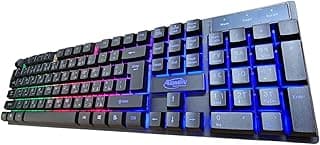 لوحة مفاتيح وكيبورد ألعاب مريح RGB بمنفذ USB، إضاءة خلفية متعددة الألوان، تصميم كامل الحجم مع لوحة أرقام للاعبي الكمبيوتر والمكتب