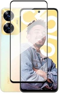 (Realme C55) واقي شاشة زجاجي وضوح HD مضاد للصدمات مع إطار معدني