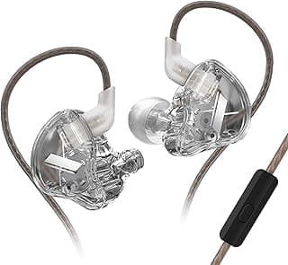 سماعة أذن KZ EDX 1DD HiFi، سماعة داخل الأذن مع محرك ديناميكي مغناطيسي مركب 10 مم، كابل قابل للفصل 2 دبوس 0.75 مم (رمادي شفاف، مع ميكروفون)