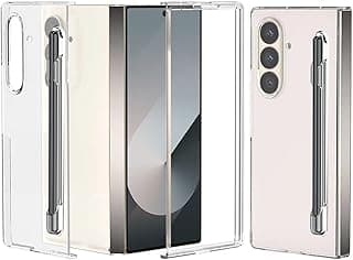 Compatible with SamSung Galaxy Z Fold 7-5G Mobile Phone Cover(Transparent) Case S Pen Slot Ultra Thin TPU Shockproof 360° Protection Case+3D Tempered Glass Screen Protector Film-2025