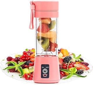 Y T, Portable Blender, 380 ML Six Blades Personal Blender, Smoothies and Shakes Blender, USB Rechargeable Blender for Home, Kitchen, Office, Travel, Gym, Picnic (PİNK)