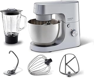 KENWOOD Stand Mixer HOMEBAKE Kitchen Machine 1400W with Blender, 5L Stainless Steel Bowl, K-Beater, Whisk, Dough Hook, Splash Guard KHH01.120SI Silver