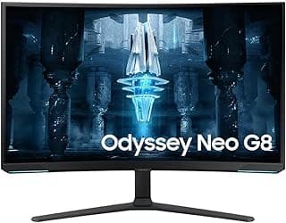 شاشة ألعاب اوديسي نيو QLED G8 240Hz منحنية من سامسونج، مقاس 32 بوصة، 3840 x 2160، أبيض