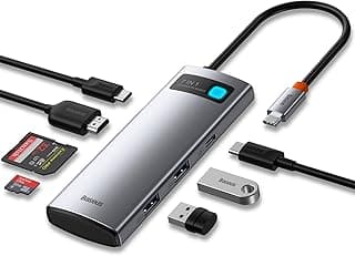 موزع USB C ‏7 في 1، قاعدة توصيل USB C محولة مع 4K HDMI ومنفذ شحن 100 وات ومنافذ بيانات USB-C و2 ‏USB-C 3.0 ‏5 جيجابايت في الثانية وقارئ بطاقات SD/TF لاجهزة ماك بوك برو واجهزة نوع C اخرى من باسيوس