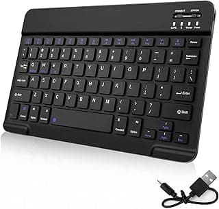 Wireless Keyboard, Mini Portable Bluetooth Keyboard, Ultra Slim Quiet Ergonomic Keyboard with Rechargeable Battery for iOS, Android and Windows
