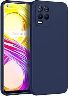Silicone Case Compatible with Oppo Realme 8 (4G) / Pro Soft Silicone Gel Rubber Shockproof Cover Matte Finish with Cloth Inner Lining (Navy)