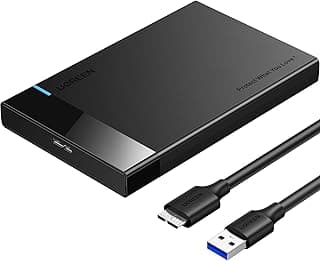 محول يو اس بي 3.0 الى ساتا III من يوجرين 2.5 انش يدعم 2.5 انش SSD وهارد ديسك 9.5 ملم 7 ملم حافظة قرص صلب خارجي مع يو ايه اس بي متوافق مع دبليو دي سيجيت توشيبا سامسونج هيتاشي - اسود